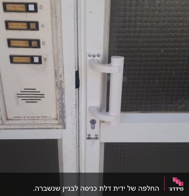 דלת אלומיניום עם ידית ומנעול